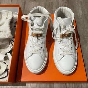 Hermes kelly white shoes